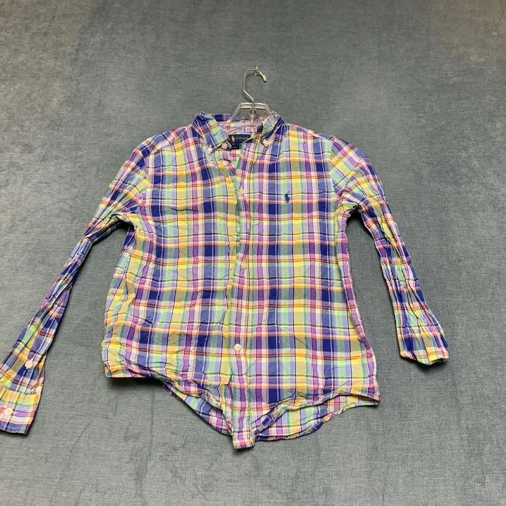 Ralph Lauren Shirt Boys M(10-12) Multicolor Plaid Embroidered Logo Button Down